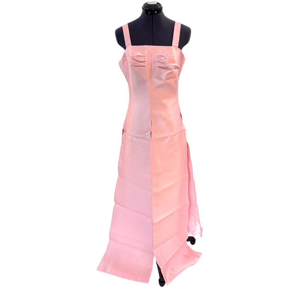 Andrea Iyamah Vasi Top Peach Satin High Slit Maxi Tunic Size 8 Medium New - Picture 2 of 10